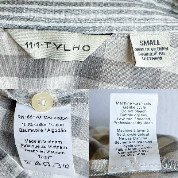 Anthropologie 11 1 Tylho Gingham Peplum Button Down Shirt Women’s Top Small - Picture 7 of 8